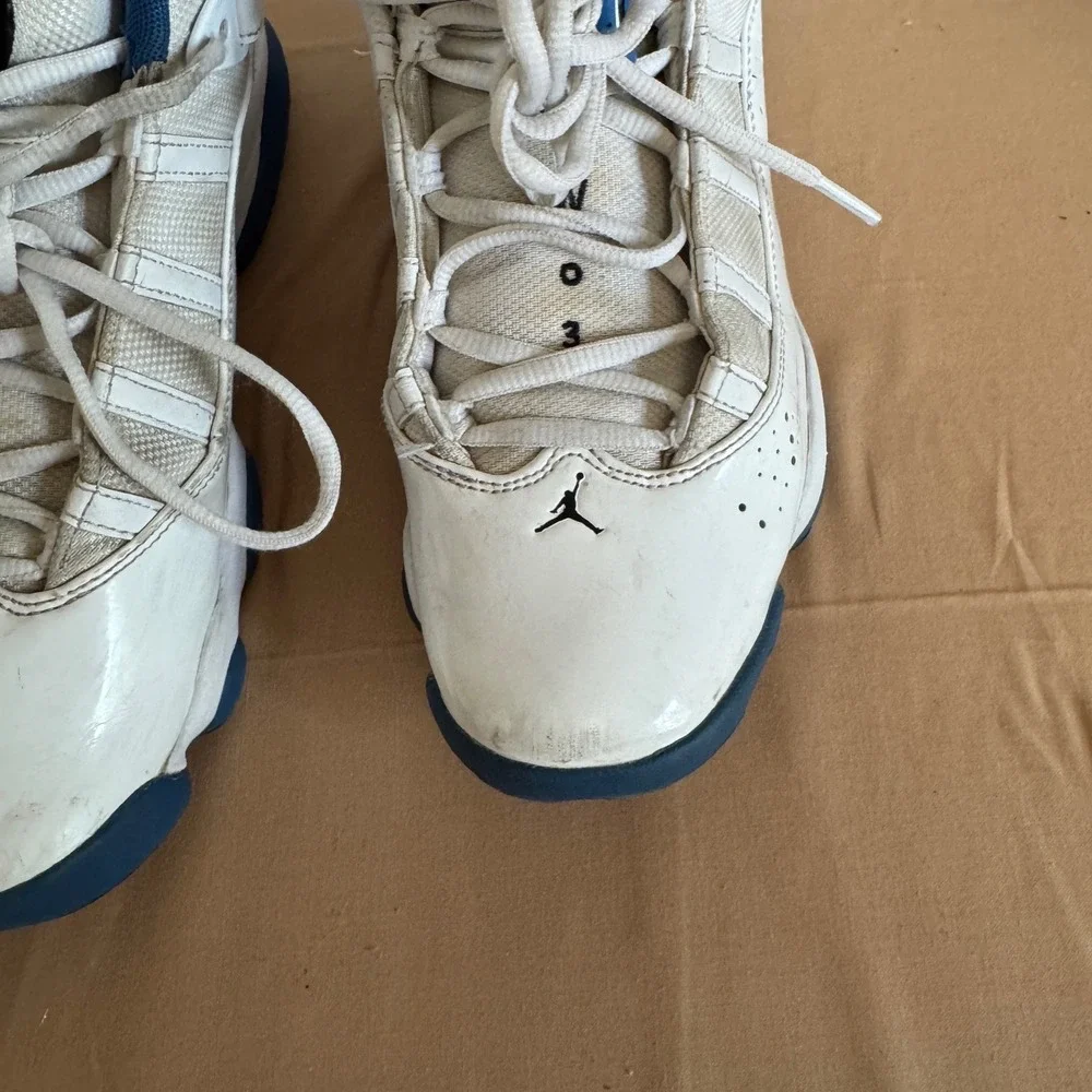 Air Jordan 6 Rings White Blue Mens Basketball Shoes‎ Sneakers Size 8.5